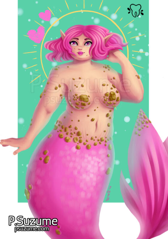 Pink and gold mermaid