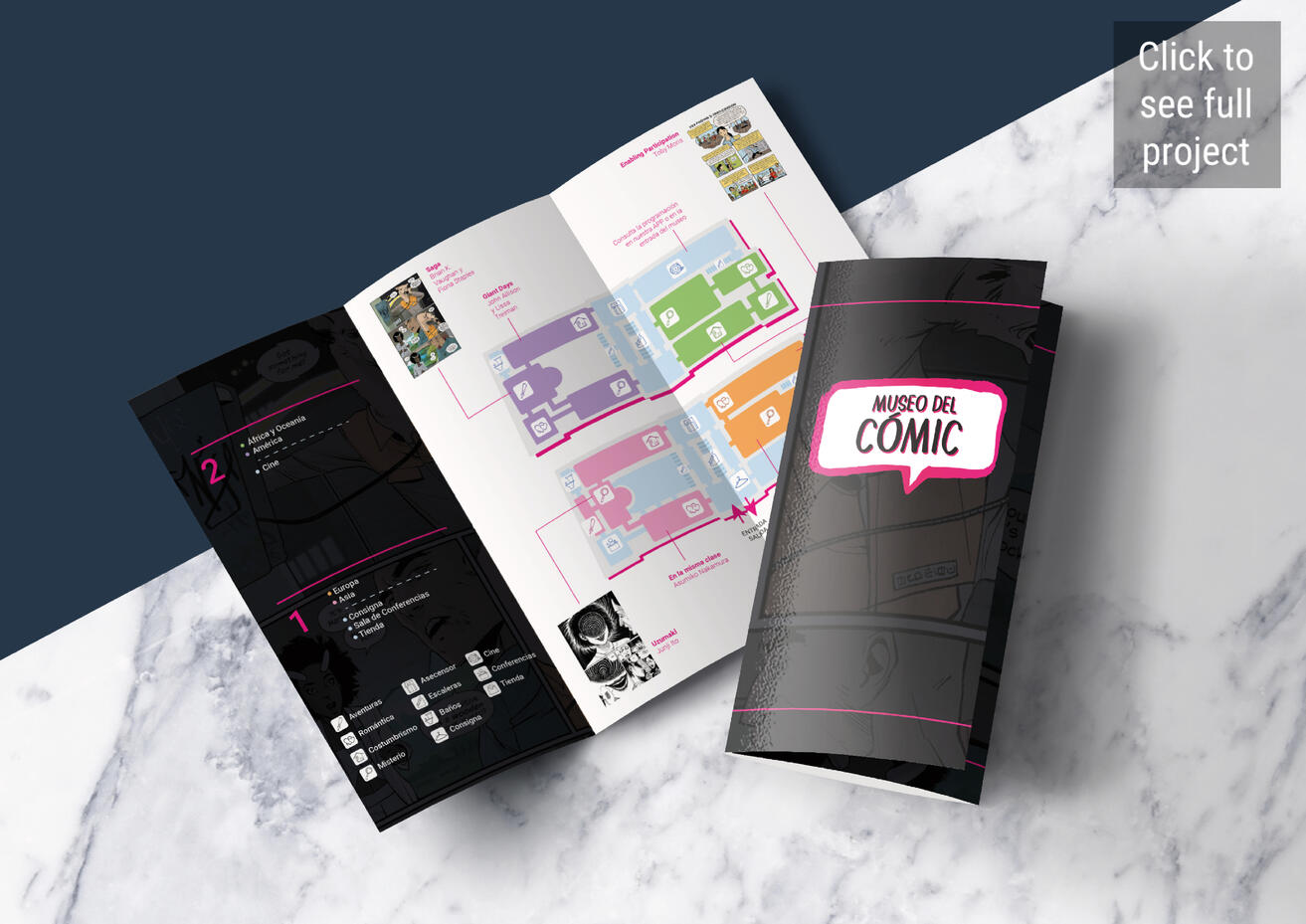 Comic Museum Brochure and sign design - click to see full project