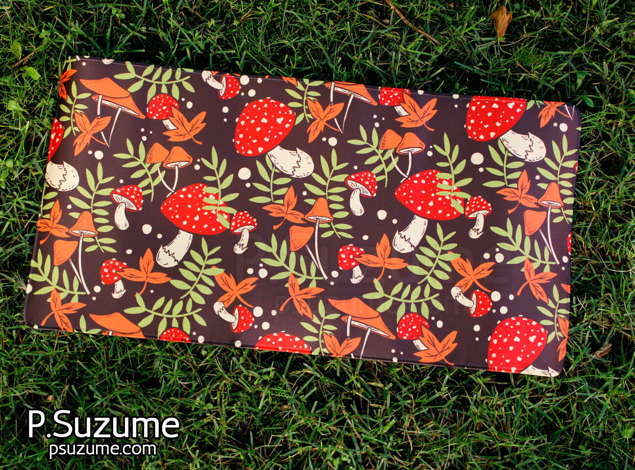 Autumn fungi pattern desk matt