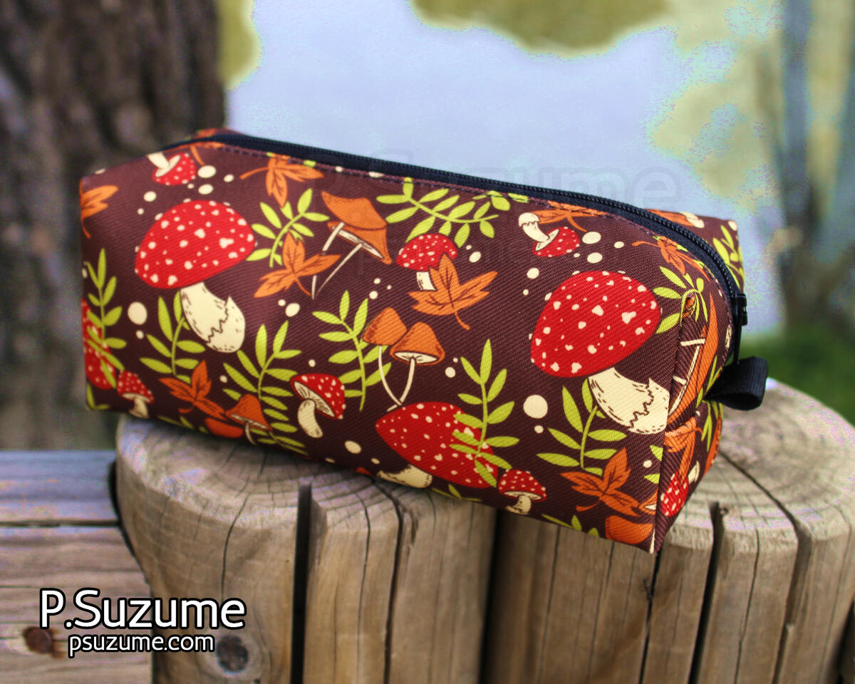 Autumn fungi pattern pencil case